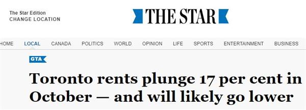 租房市场惨淡！多伦多地区租金暴跌17％2