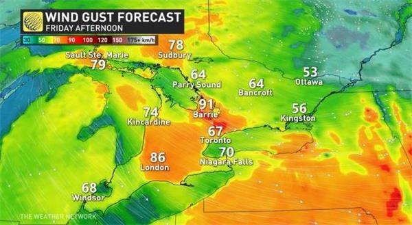 75千米/小时狂风！多伦多地区遭遇一整日狂风+降雪！下周一将迎来暴6