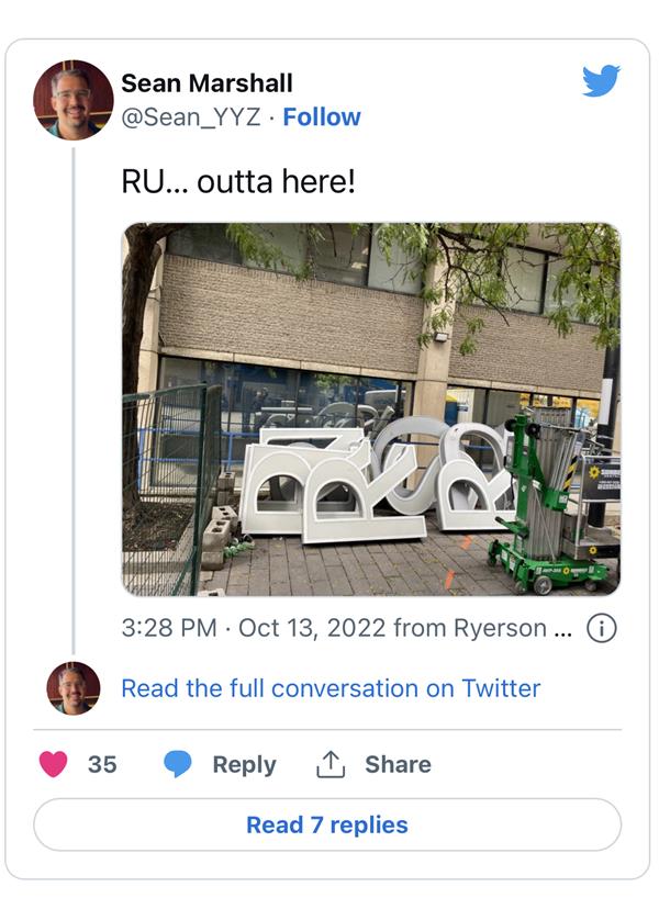 时代的终结，瑞尔森大学清除了剩下的标识，改名TMU多伦多城市大学1