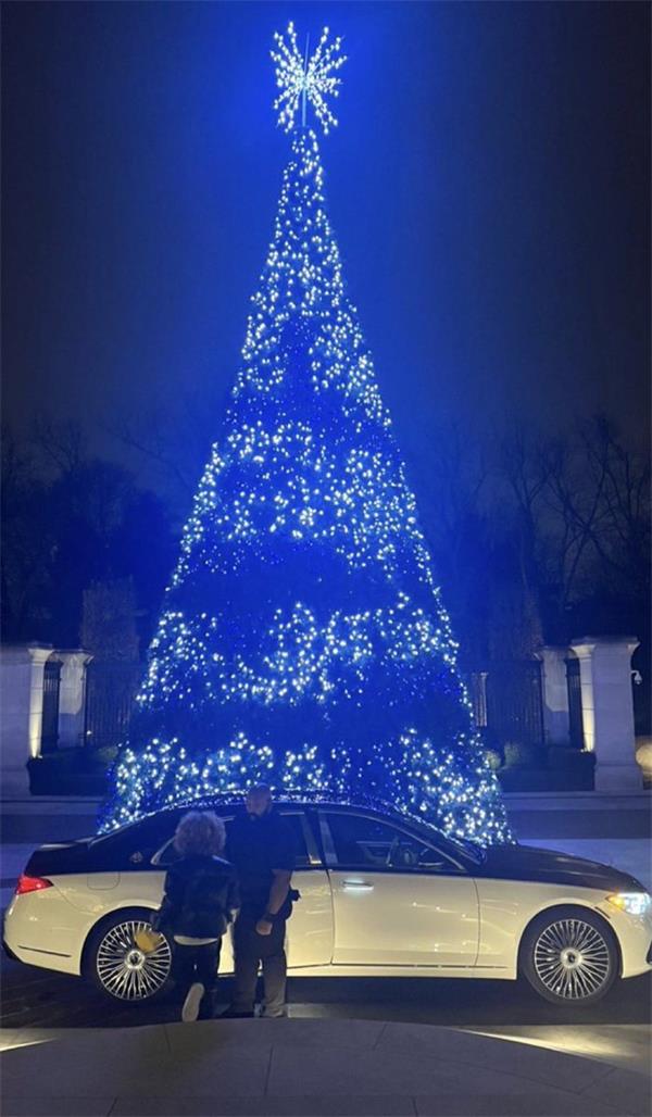 著名说唱歌手Drake家门前放了圣诞树，网友说树比她家都大1