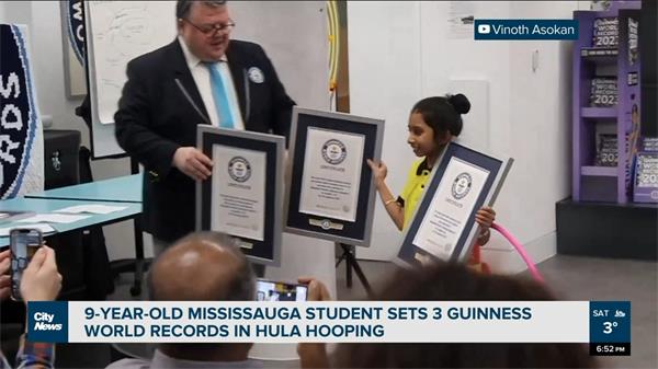 9岁密西沙加女孩创下三项吉尼斯世界呼啦圈纪录1 9岁密西沙加女孩创下三项吉尼斯世界呼啦圈纪录1