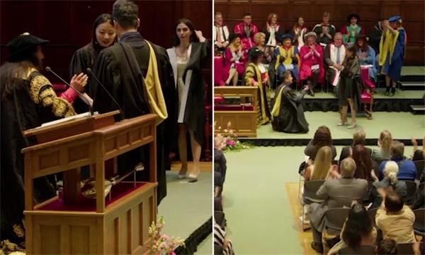 【视频】华裔男在女孩毕业典礼上求婚的视频在网上引起了热议1