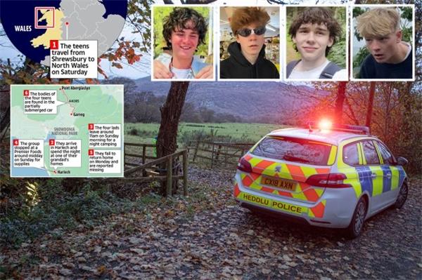 威尔士露营旅行失踪的 4 名男孩被发现死在车内1